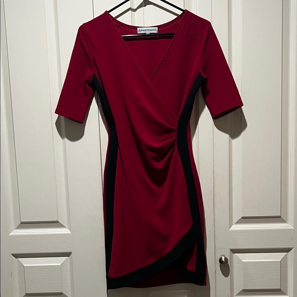 White House Black Market Burgundy Asymmetrical Dress